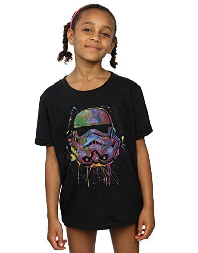Image of Star Wars Girls Stormtrooper Paint Splats T-Shirt 5-6 Years Black