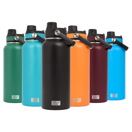Image of Polar Gear Hydra Venture 1L Stainless Steel Water Bottle - Durable, Leak-Proof, and Insulated for Cooler Drinks - Perfect for Hiking, Gym, and Daily Hydration (Black)