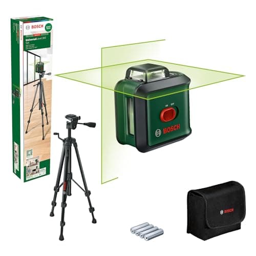 Image of Bosch Cross line Laser UniversalLevel 360 with Premium Tripod (Vertical + Horizontal Laser Lines incl. 360° for Alignment Throughout the Entire Room, in Cardboard Box)