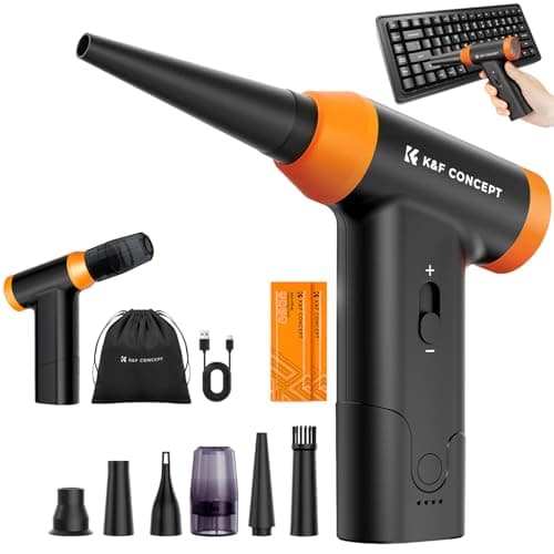 Image of K&F CONCEPT BS200 2-in-1 Compressed Air Duster PC Cleaner, 150000RPM Air Blower, Electric air Dusters, Speed Adjustable Rechargeable Reusable Compressed Air Blaster for Laptop Computers Keyboard