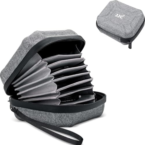 Image of JJC 10 Pockets Hard Shell Lens Filter Case for 10x Filters Dia. ≤ 95 mm, Water & Dust Resistant Camera Filter Pouch ND CPL VU Filter Storage Wallet Bag with Hand Strap + Cleaning Cloth