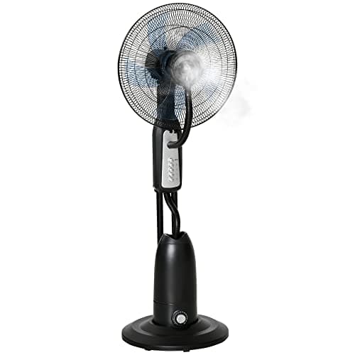 Image of HOMCOM Pedestal Spray Misting Fan, Floor Fan with Water Mist Spray, 70° Oscillation, Tilt Head, 3 Speeds, 2.8L Water Tank, for Home, Black