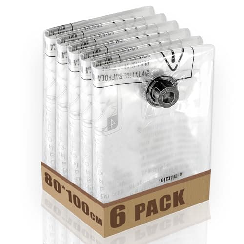 Image of Vacuum Storage Bags 6 Pack, Jumbo 80×100 cm Space Saver Bags, Airtight Space Bags for Clothes, Comforters, Blankets, Bedding, Reusable Compression Bags for Home & Travel