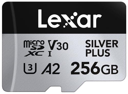 Image of Lexar Silver Plus 256GB Micro SD Card up to 205 MB/s, MicroSDXC UHS-I Flash Memory Card with Adapter, C10, U3, A2, V30, Full HD, 4K UHD, High Speed TF Card for Drone, Action Camera, Handheld Consoles
