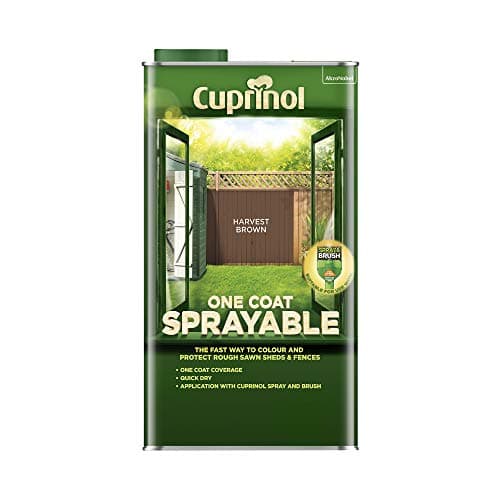 Image of Cuprinol 5 Litre One Coat Sprayable Fence Treatment Harvest Brown