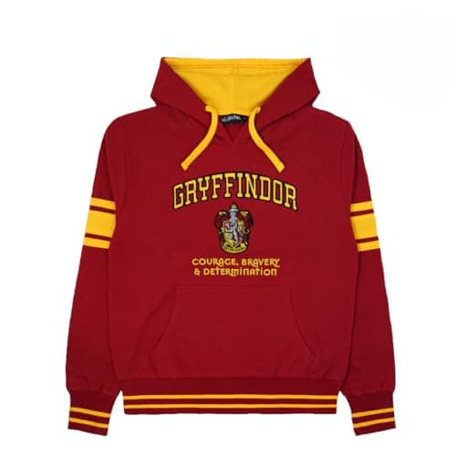 Image of Gryffindor Adult Unisex Hoodie Sweatshirt | 100% Cotton | Machine Stitched | Embroided Design | Official Harry Potter Merchandise (UK, Alpha, S, Regular, Regular, Gryffindor)