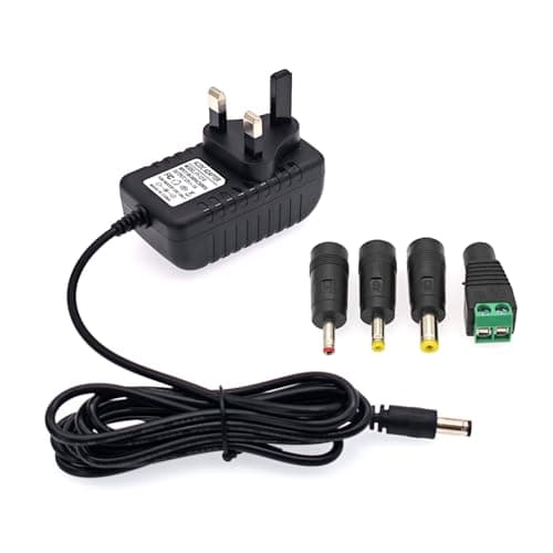 Image of JZK DC 12W 12V 1A Power Supply Adapter, replacement power supply wall charger, with 3.5 x 1.35mm/4.0 x 1.7mm/5.5 x 2.1mm barrel plug, and LED terminal, for LED strip light, CCTV camera