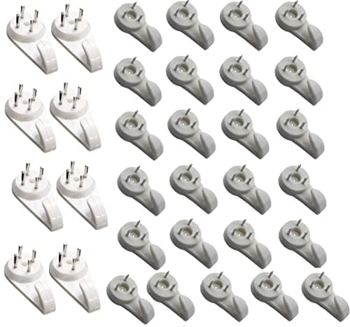 Image of Merriway BH06984 (33 Pcs) Assortment of White Non-Trace Hardwall Picture Hooks, 38 x Large 25 x Medium - Pack of 33 Pieces