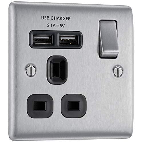 Image of BG Electrical Single Switched Fast Charging Power Socket with Two USB Charging Ports