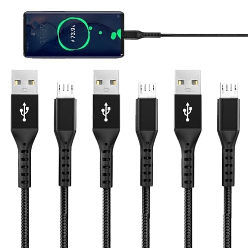 Image of Heyung 3 Pcs 2.4A Micro USB Cable 1M,USB to Micro USB Charger Cable,480 Mbps Data Transfer,Braided Charger Cord,Usb To Micro Usb Charger Cable Compatible with Galaxy PS4 and Xbox