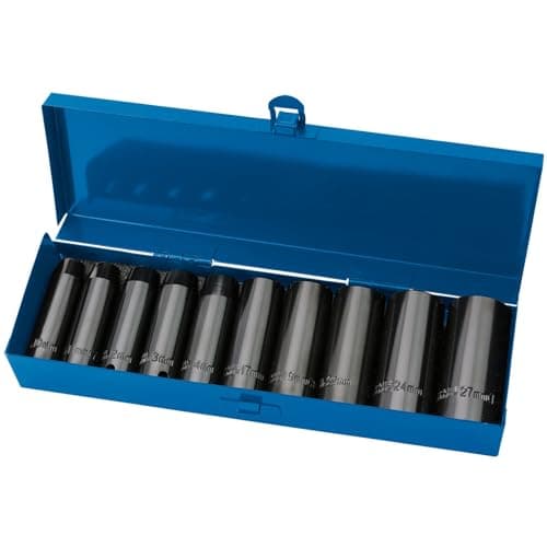 Image of Draper 38369 Expert Hi-Torq Metric Socket Set, 1/2" Square Drive, 10 Pieces , Black