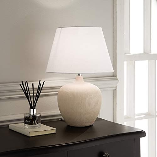 Image of K LIVING Table Lamp Pink Glazed Ceramic Base and White Fabric Coated Shade