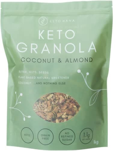 Image of Keto Hana Coconut & Almond Keto Granola Original Butter Keto Diet Grain Free No Refined Sugars Gluten Free 1.1g Net Carbs Breakfast Cereal - Bulk, Family Pack 1kg/2.2lbs