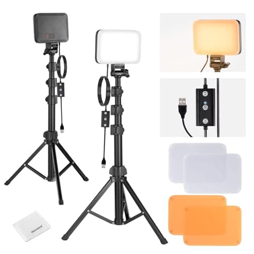 Image of NEEWER BASICS Studio Panel Key Lighting Kit, 2 Pack Bi Color LED Video Light with Tripod Stands & Filters, Dimmable Portable 3200K-5600K CRI95 750lux for Photography Recording Streaming Podcast, BP66