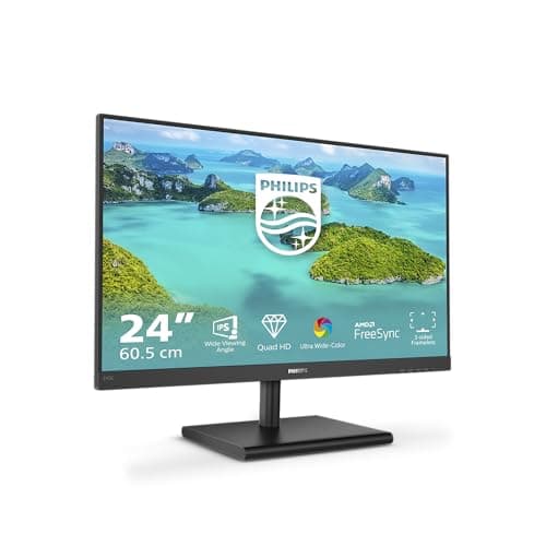 Image of Philips 245E1S - 24 Inch QHD Monitor, 75Hz, 4ms, IPS, AMD FreeSync, FlickerFree, SmartContrast (2560 x 1440, 250 cd/m², HDMI/DP/VGA)