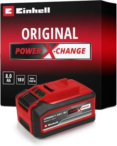 Image of Einhell 18V 5-8 Ah Plus Multi-Amp Hour Lithium-Ion Battery Power X-Change, Extra Power for Intensive Operation, Universally Compatible with All Einhell PXC Power Tools and Garden Machines