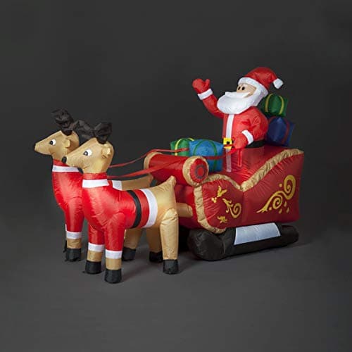Image of Snowtime 2.4m Giant Inflatable Santa & Reindeer with Sleigh Ideal Christmas Display