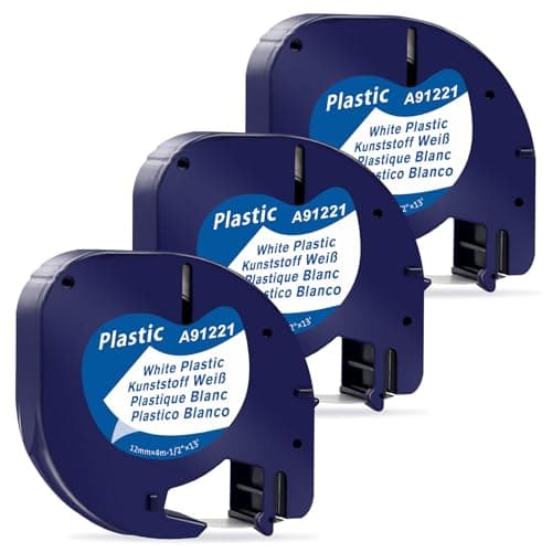 Image of MarkField Compatible for Dymo Letratag 12mm x 4m Labels Plastic White Tape Refills, Compatible for Dymo Letratag LT-100H LT-100T QX50 XR XM 200B Plus, Black on White, 91201 S0721610