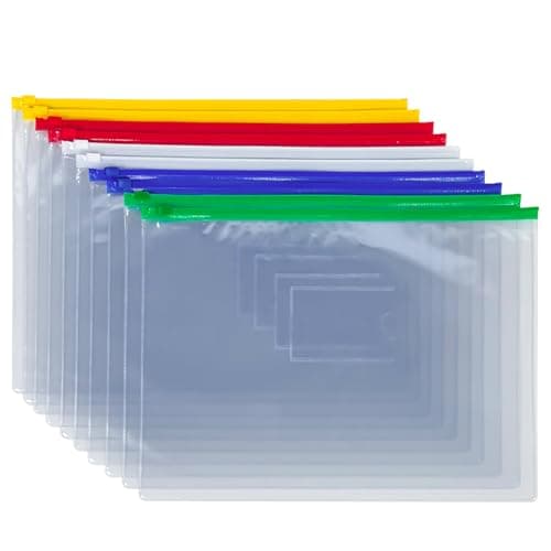 Image of BIHIYII A4 Plastic Wallets 10Pcs, A4 Zip Wallets Document Folder, Storage Zip Lock Bags Paper File Folders Puzzle Bag for Stationary Office Supplies, Homework, Cosmetics, Travel Accessories