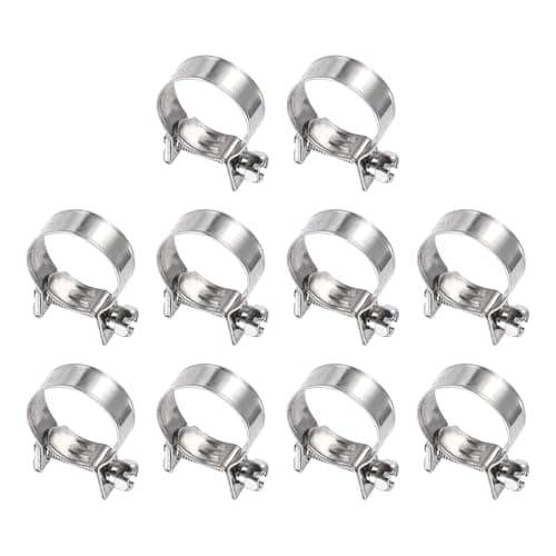 Image of sourcing map 10pcs Fuel Injection Hose Clamp 19-21mm Adjustable 304 Stainless Steel Mini Gas Line Hose Clamp for Automotive Agriculture Plumbing Diesel Petrol Pipe