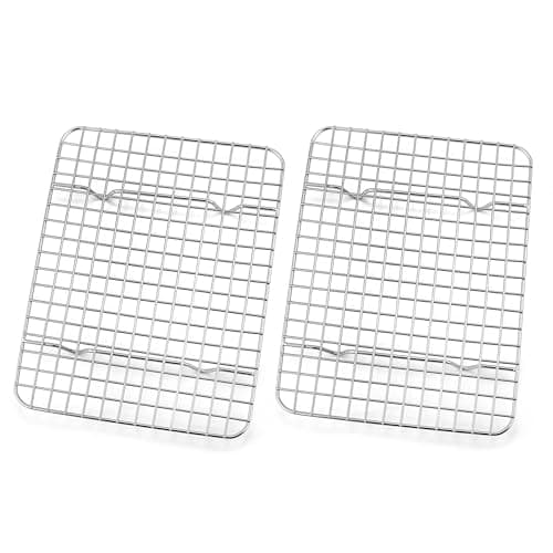 Image of HaWare Cooling Rack Set of 2, Mini Stainless Steel Cake Rack, Cooling Rack, Rectangular Baking Rack for Baking/Cooling/Roasting/Grilling, 22.2 x 16 x 2 cm, Dishwasher Safe