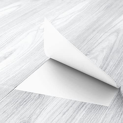 Image of FunStick Grey Wood Effect Vinyl Flooring Wood Effect Self Adhesive Floor Tiles Hallway Kitchen Tile Stickers Light Grey Waterproof Vinyl Floor Tiles Bathroom Wooden Flooring Tile 90 x 15CM 5 pcs