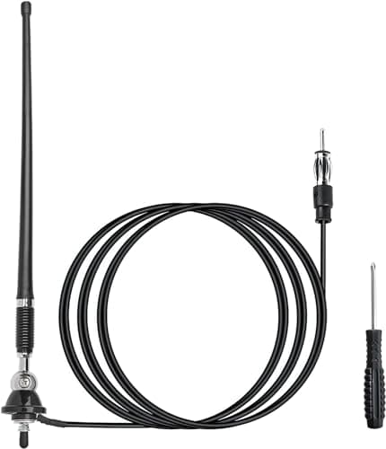 Image of RED WOLF Radio Antenna AM FM Rubber Duck Aerial for Boat Yacht ATV UTV Tractor Truck Car Van Receiver Flexible Rubber Black 16 Inch (40cm)