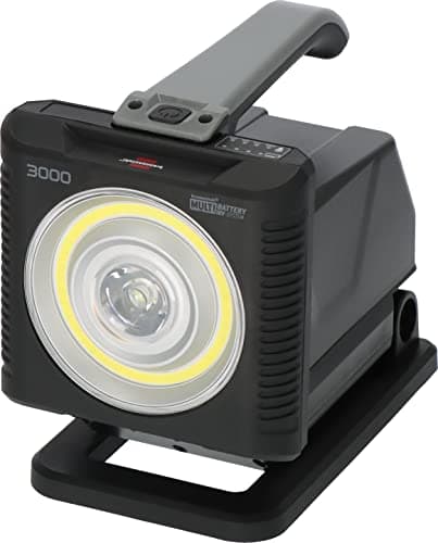 Image of Brennenstuhl Professional Multi Battery LED Portable Work Light HL 3000 (20W, 1140 + 2160lm, IP54, Compatible with 18V Batteries from 10 Different Power Tool Manufacturers, Engineered in Germany)