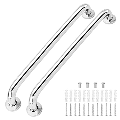 Image of XJYMCOM 2Pcs Stainless Steel Grab Bar Anti Slip Bathroom Handrail Rail with Mounted Screws Safety Handle Bathroom Balance for Disabled Elderly Children Pregnant Disabled Elderly Woman -23'' (60cm)
