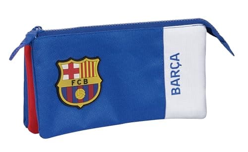 Image of Safta F.C. BARCELONA 2nd Team – Triple Pencil Case, Children's Pencil Case, Ideal for School Age Children, Comfortable and Versatile, Quality and Resistance, 22 x 3 x 12 cm, Blue and Garnet, Blue /