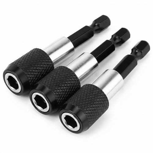 Image of QWORK® 3 Pcs 1/4 Inch 60mm Hex Shank Quick Release Bar Socket Screwdriver Bit Holder, Magnetic Bit Holder for Screws, Nuts, Drill, Driver, Drill Bit Set and Handheld Driver