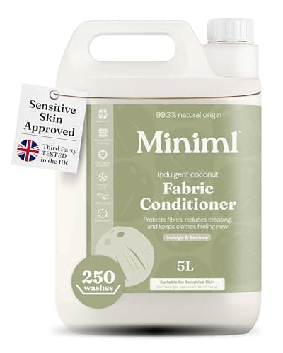 Image of Miniml Eco Fabric Softener & Conditioner 5L Refill - Tropical Coconut Scented All Natural Fabric Softener for Sensitive Skin - 100% Vegan & Cruelty Free (250 Washes)