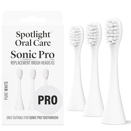 Image of Spotlight Oral Care Sonic Pro Toothbrush Replacement Heads - 3 Pack | Made by Dentists | Clinically Designed for Deep Cleaning & Healthy Gums | Antimicrobial Bristles | Fits Sonic Pro Toothbrush Only