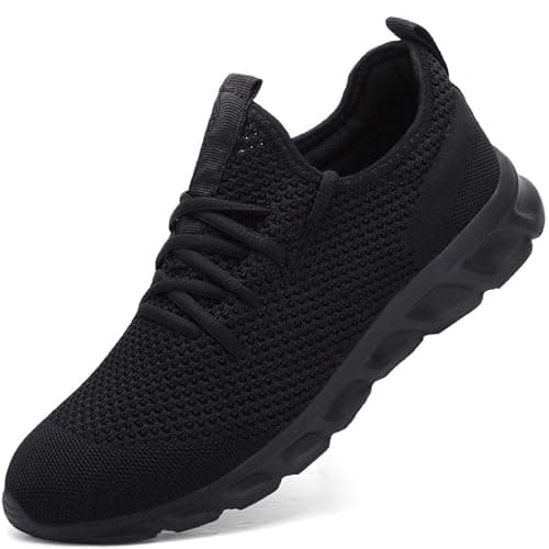 Image of Damyuan Mens Running Walking Tennis Trainers Casual Gym Athletic Fitness Sport Shoes Fashion Sneakers Ligthweight Comfortable Working Outdoor Flat Shoes for Jogging Black Size 10.5 UK