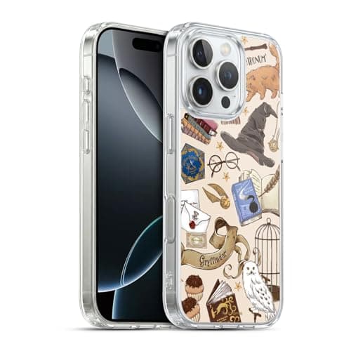 Image of Head Case Designs Officially Licensed Harry Potter Hogwarts Pattern Deathly Hallows XXXVII Soft Gel Case Compatible With Apple iPhone 16 Pro