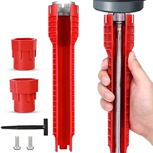 Image of TYFYH 8 in 1 Faucet Wrench Tool, Tap Spanner for Tight Space, Multifunctional Basin Wrench, Water Pipe Spanner, Comfortable Grip, Anti-Slip, for Sink, Bathroom & Kitchen Plumbing, Faucet Installation
