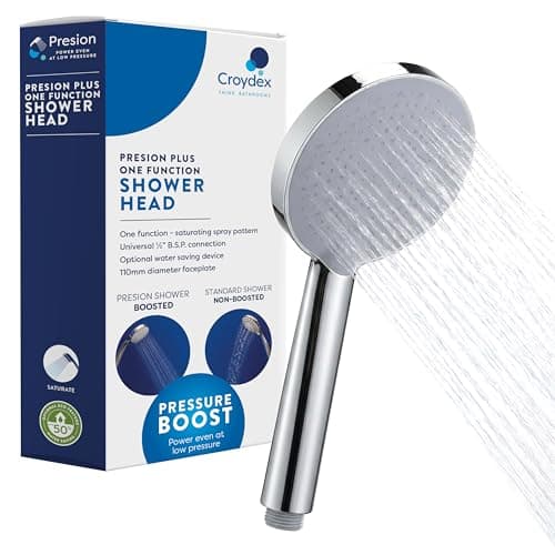 Image of Croydex Presion Large Shower Head- Pressure Boost Shower Heads for Low Pressure Systems, Chrome Finish, Easy Clean, Up to 50% Water Saving - Friendly and Efficient Shower Heads