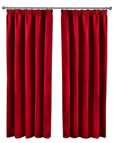 Image of Emma Barclay – Blackout Curtains for Bedroom Living Room Thermal Insulated Woven Pencil Pleat Blackout Curtains Cali Collection (90” x 90” Inch)(Red)