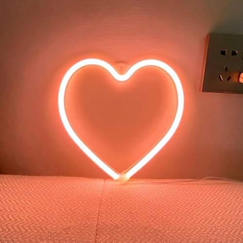 Image of LED Neon Heart Sign,Love Hearts Neon Light for Girls Pink Room Bedroom Dorm Decor,USB or Battery Powered Heart Lamp for Wedding Valentine's Day Mother's Day Window Wall Decorations(1Pc Peach Pink)