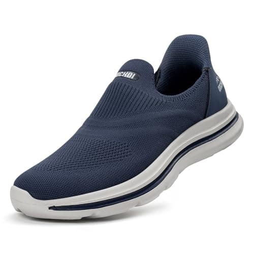Image of ODCKOI Slip on Sneaker Men's Lace Free Shoes Outdoor Sports Shoes Running Shoes Lightweight Breathable Hand-Free Leisure Street Running Shoes Dark Blue SHENLAN-45