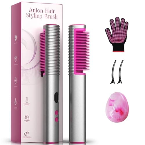 Image of Hair Straighteners Brush, 2-in-1 Ionic Straighten & Smooth Tool for Instant Frizz Control, Fast Heating, Anti-Scald Design, Digital Display, 9 Temps–Ideal for Beginners, Professionals, Women & Gifts