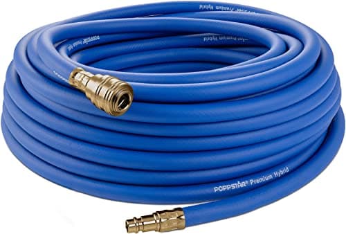 Image of Poppstar Compressed Air Line Hose 20 m (Hybrid PVC Polymer, Inner Diameter 9.2mm with Brass Couplings) up to 300 PSI Blue