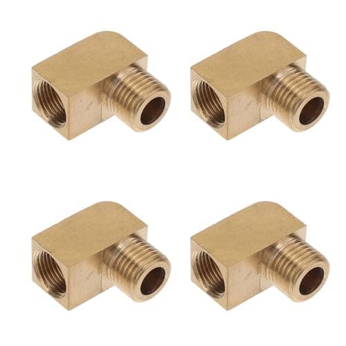 Image of VALICLUD 4pcs Brass Elbow Connectors Threaded Fittings 1/4 Inch Right Angle Brass Pipe Fittings Sturdy Thread Connectors for Gas and Water Pipeline Applications