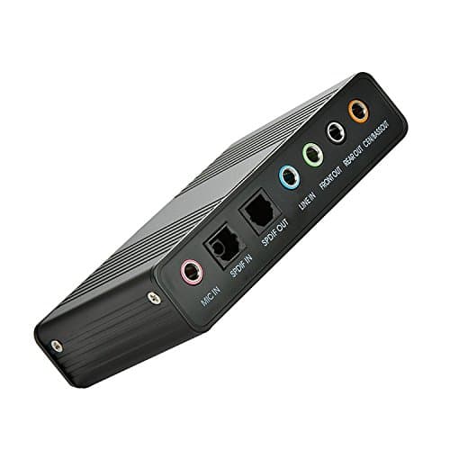 Image of 6 Channel External Sound Card USB 2.0 External 5.1 Surround Sound Optical S/PDIF Audio Sound Card Adapter for PC Laptop Recording Compatible with Windows 10/8/7/XP (Black)