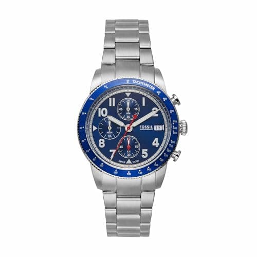Image of FOSSIL Sport Tourer Watch for Men, Chronograph Movement with Stainless Steel or Leather Strap,Blue,42 mm