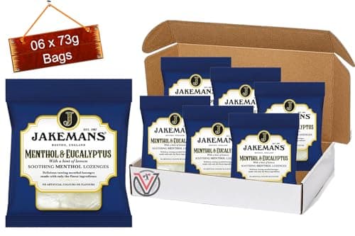 Image of Jakeman Soothing Menthol Lozenges 73g Different Flavours (06 x 73g Bags (Half box), Menthol & Eucalyptus)