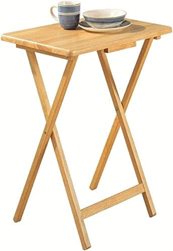 Image of AAMEN Wooden Folding Snack & Laptop Table - Natural Oak TV & Outdoor Table - Perfect for Living Room & Camping