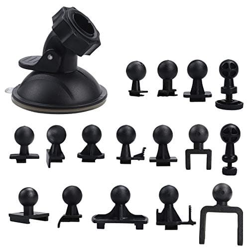 Image of BiBiFly Car Suction Cup for Dash Cam Holder with 16 Different Types Swivel Ball Adapter Use for Driving DVR Camera Camcorder GPS Action Camera, Vehicle Video Recorder on Windshield & DashBoard