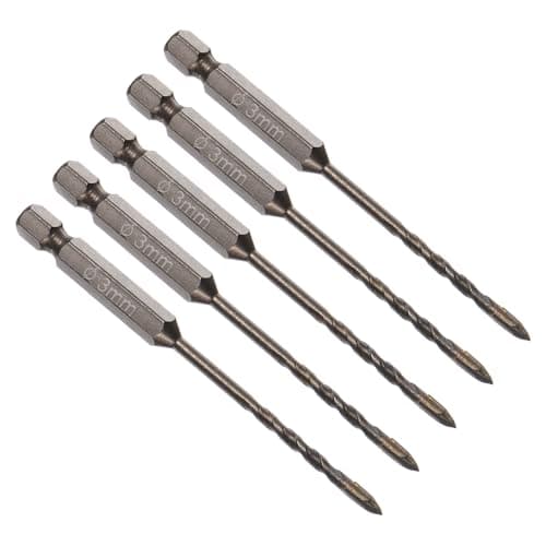 Image of CoCud Titanium Masonry Drill Bit, 3mm Cutting Dia 89mm Length 1/4" Hex Shank Carbide Cross Tip Concrete Drill Bits Yellow - (Applications: for Wood Glass Brick Cement), 5-Pieces
