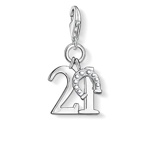 Image of THOMAS SABO Women Charm Pendant Lucky Number 21 Charm Club 925 Sterling Silver 0460-001-12